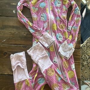 Little Sleepies Pink and Yellow Footies with Whimsical Print